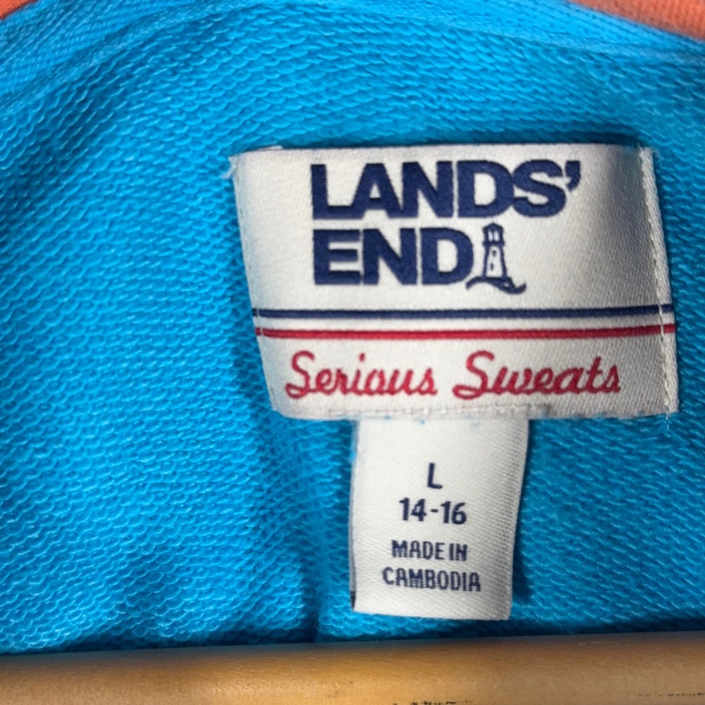 Lands End Hoodie Unisex Youth Large 14-16 Color Block Retro - Picture 5 of 7